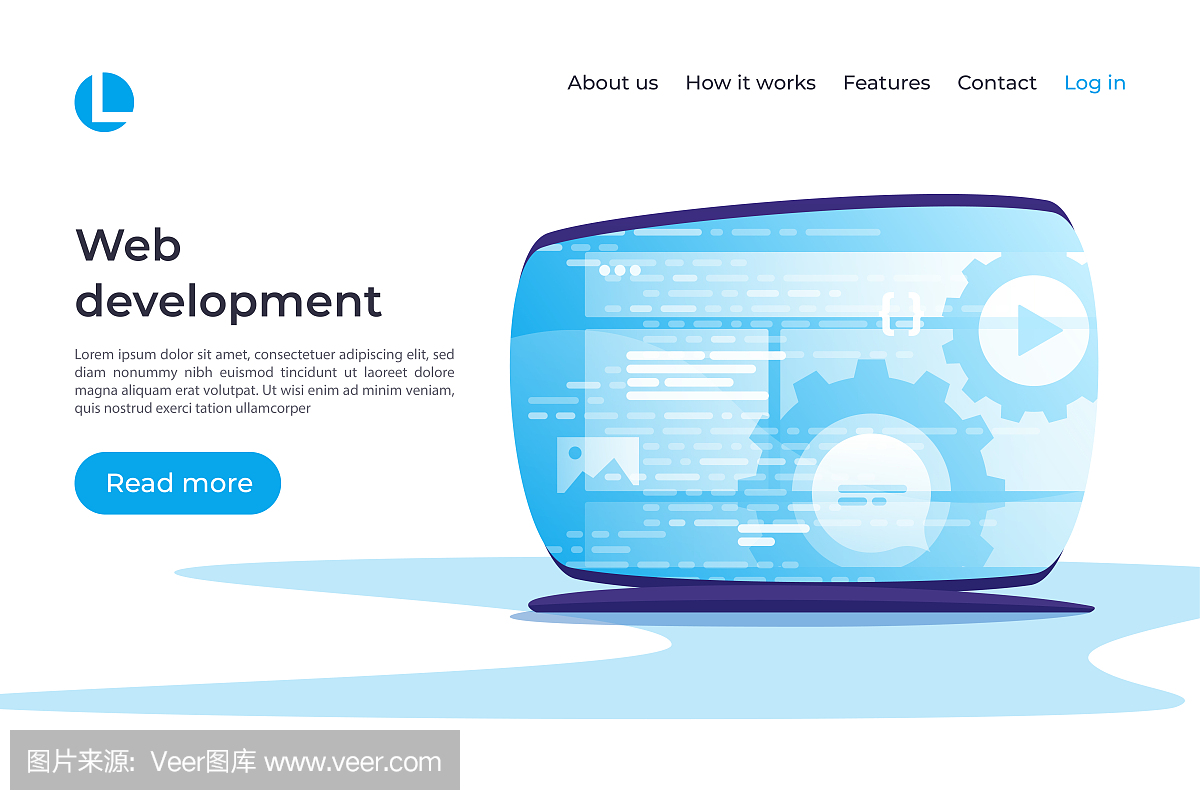 Web開(kāi)發(fā)矢量概念。著陸頁(yè)模板。