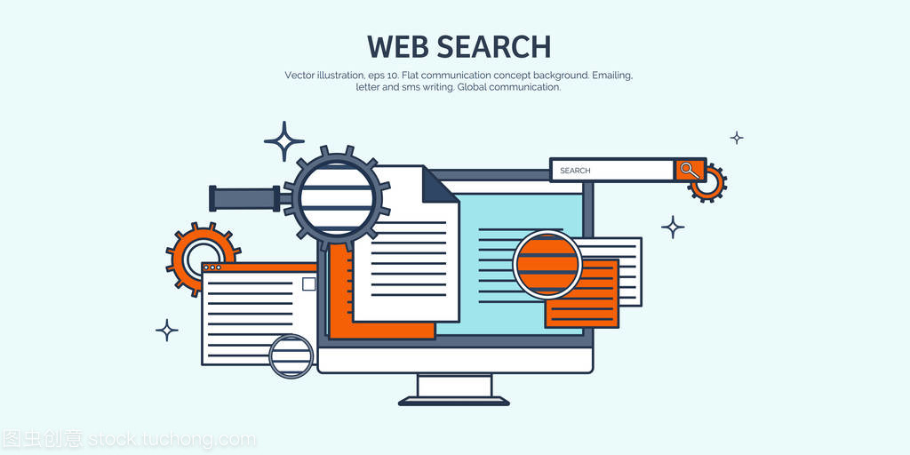 矢量圖。平坦的背景。編碼,編程。Seo。搜索引擎的優化。應用程序開發、 創造。軟件,程序代碼。網站設計